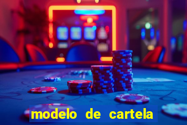 modelo de cartela de bingo em branco